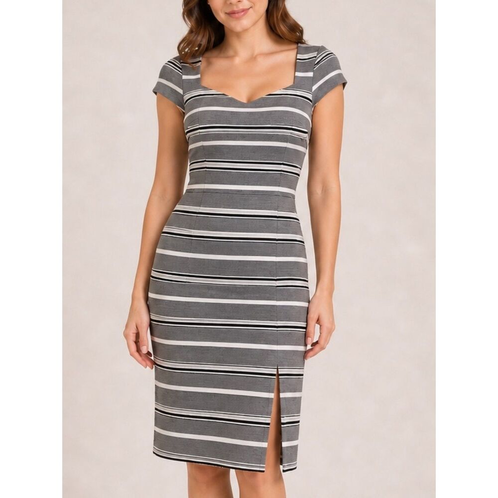 Express Black and White Asymmetric Slit Bodycon Dress Women’s Size XS